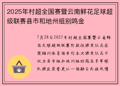 2025年村超全国赛暨云南鲜花足球超级联赛县市和地州组别鸣金
